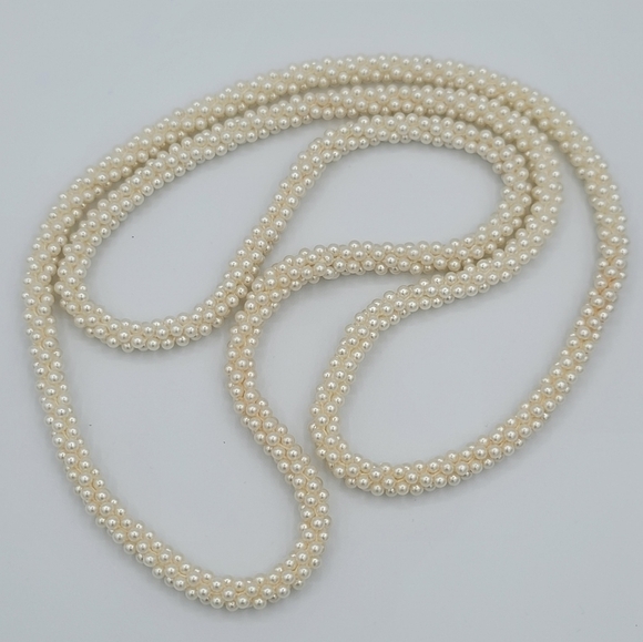 Vintage Faux Pearl Rope Necklace #583 - Picture 5 of 9